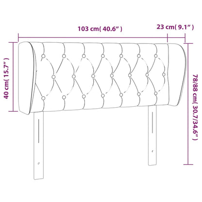 Kopfteil mit Ohren Hellgrau 103x23x78/88 cm Samt