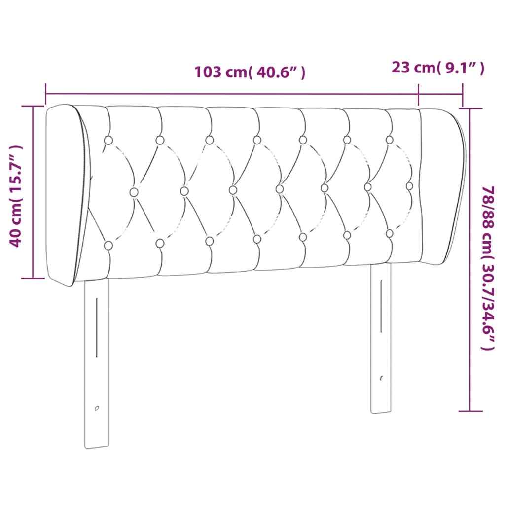 Kopfteil mit Ohren Dunkelgrau 103x23x78/88 cm Samt