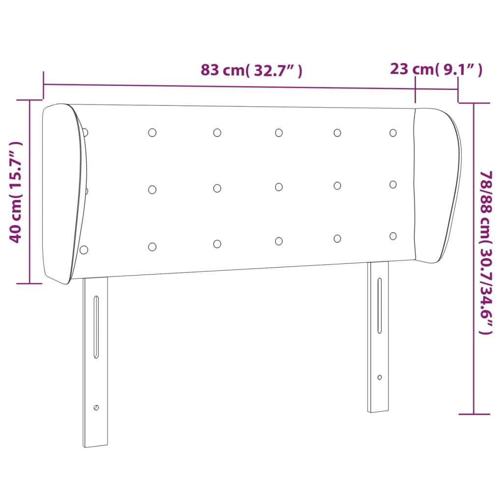 Kopfteil mit Ohren Creme 83x23x78/88 cm Stoff