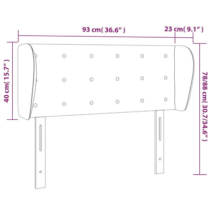 Kopfteil mit Ohren Hellgrau 93x23x78/88 cm Stoff