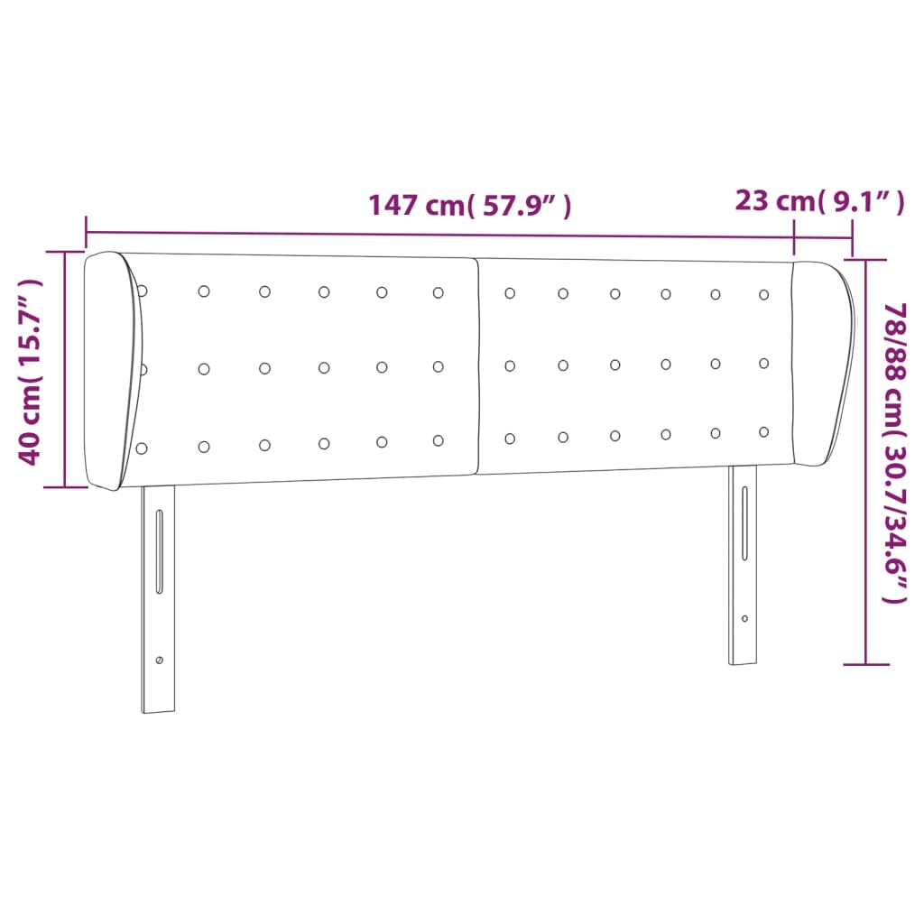 Kopfteil mit Ohren Hellgrau 147x23x78/88 cm Stoff