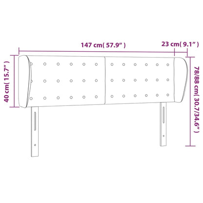 Kopfteil mit Ohren Hellgrau 147x23x78/88 cm Stoff