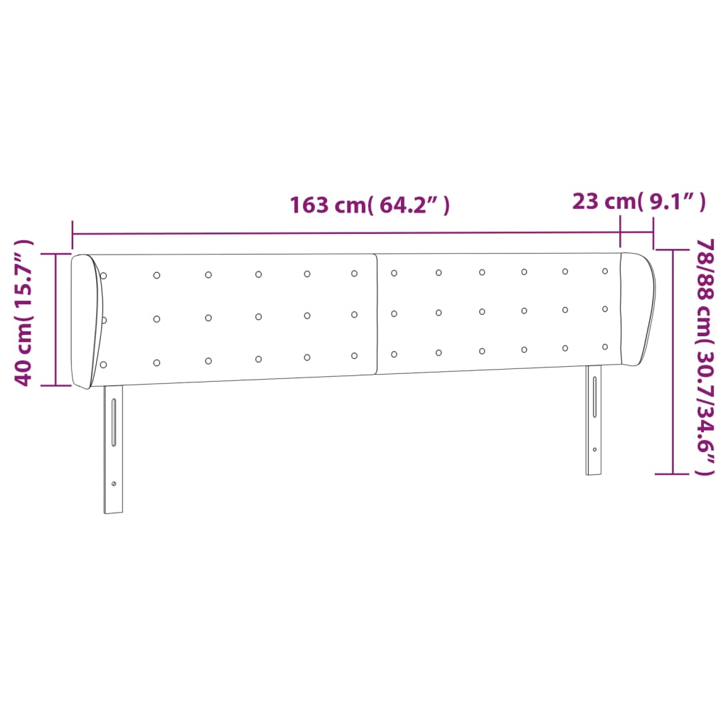 Kopfteil mit Ohren Creme 163x23x78/88 cm Stoff