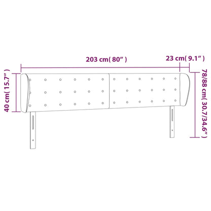 Kopfteil mit Ohren Hellgrau 203x23x78/88 cm Stoff