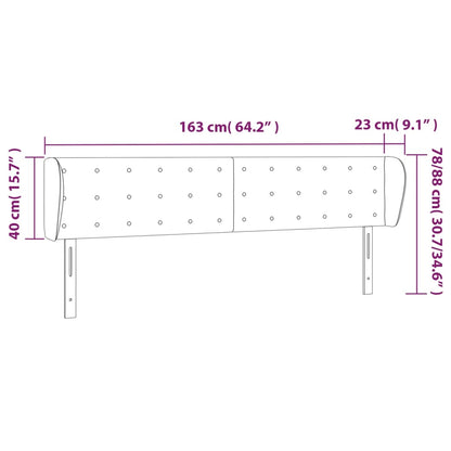 Kopfteil mit Ohren Schwarz 163x23x78/88 cm Samt