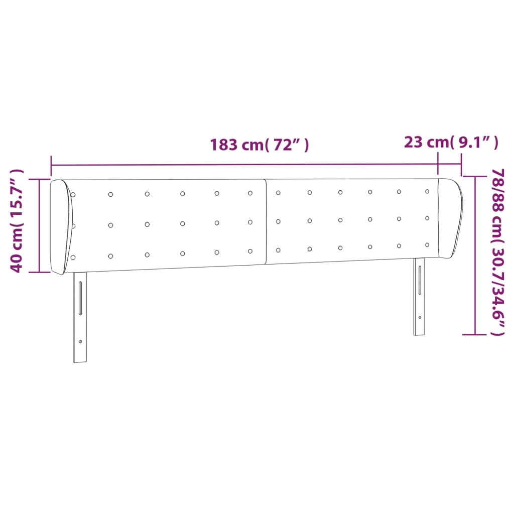 Kopfteil mit Ohren Dunkelgrau 183x23x78/88 cm Samt