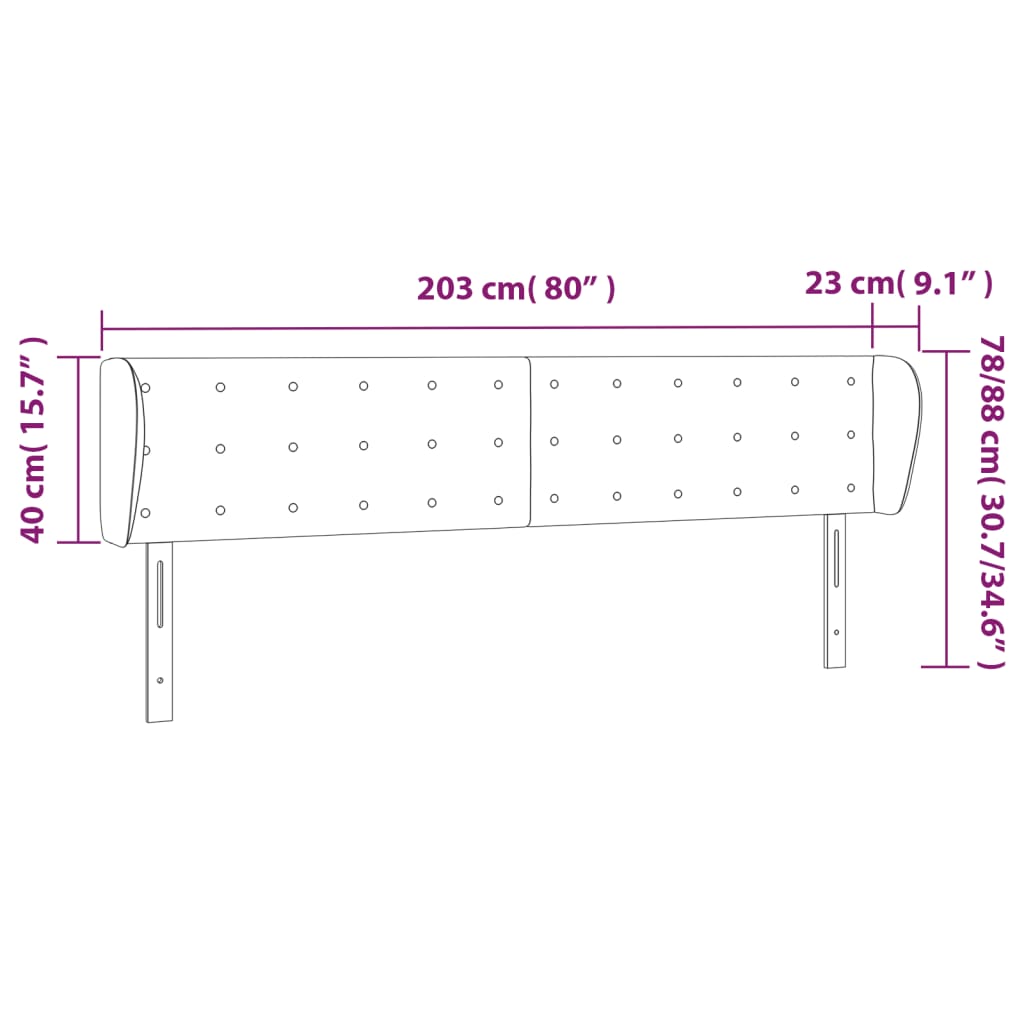 Kopfteil mit Ohren Rosa 203x23x78/88 cm Samt