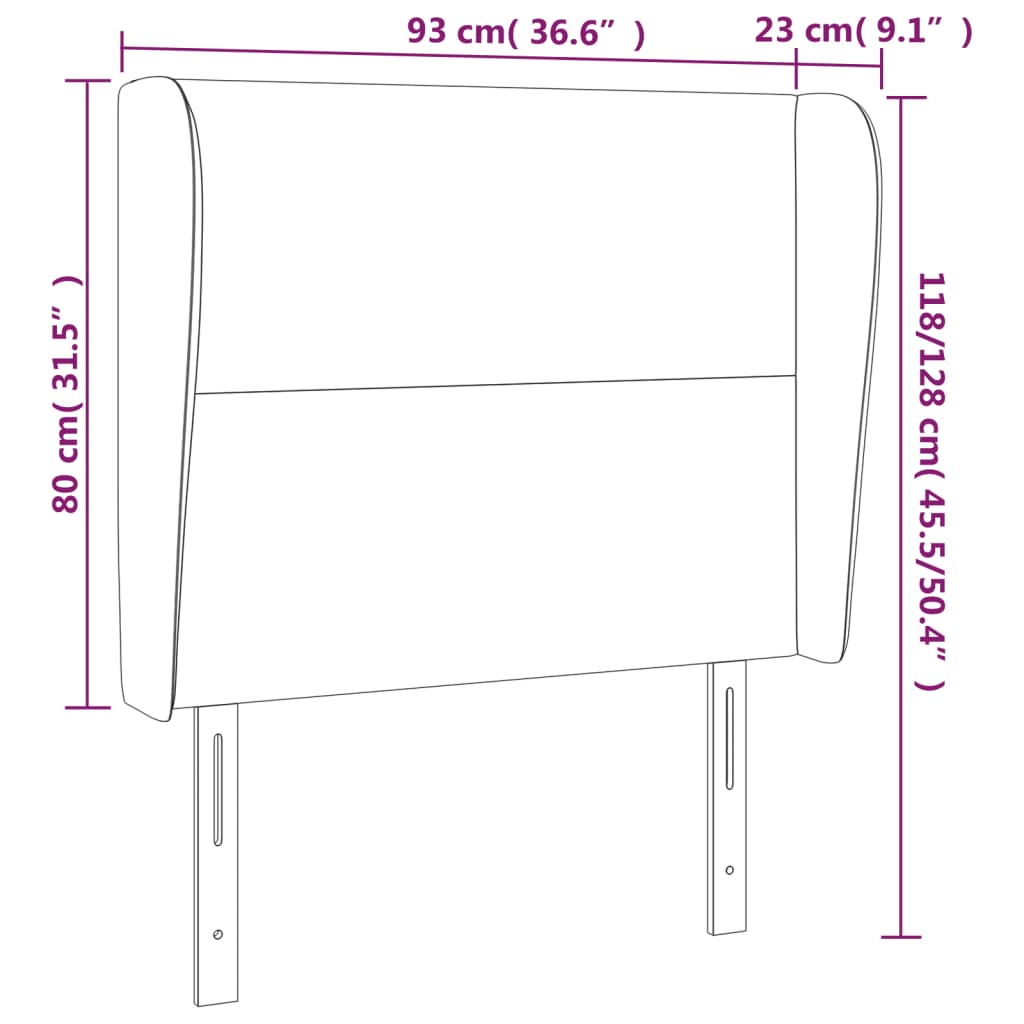 Kopfteil mit Ohren Schwarz 93x23x118/128 cm Stoff