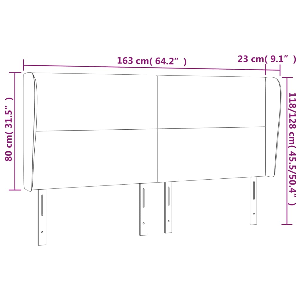 Kopfteil mit Ohren Hellgrau 163x23x118/128 cm Stoff