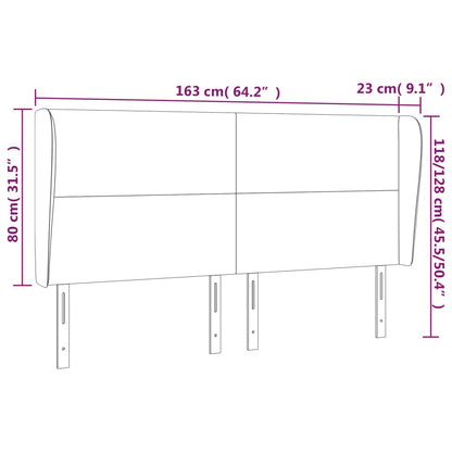 Kopfteil mit Ohren Hellgrau 163x23x118/128 cm Stoff