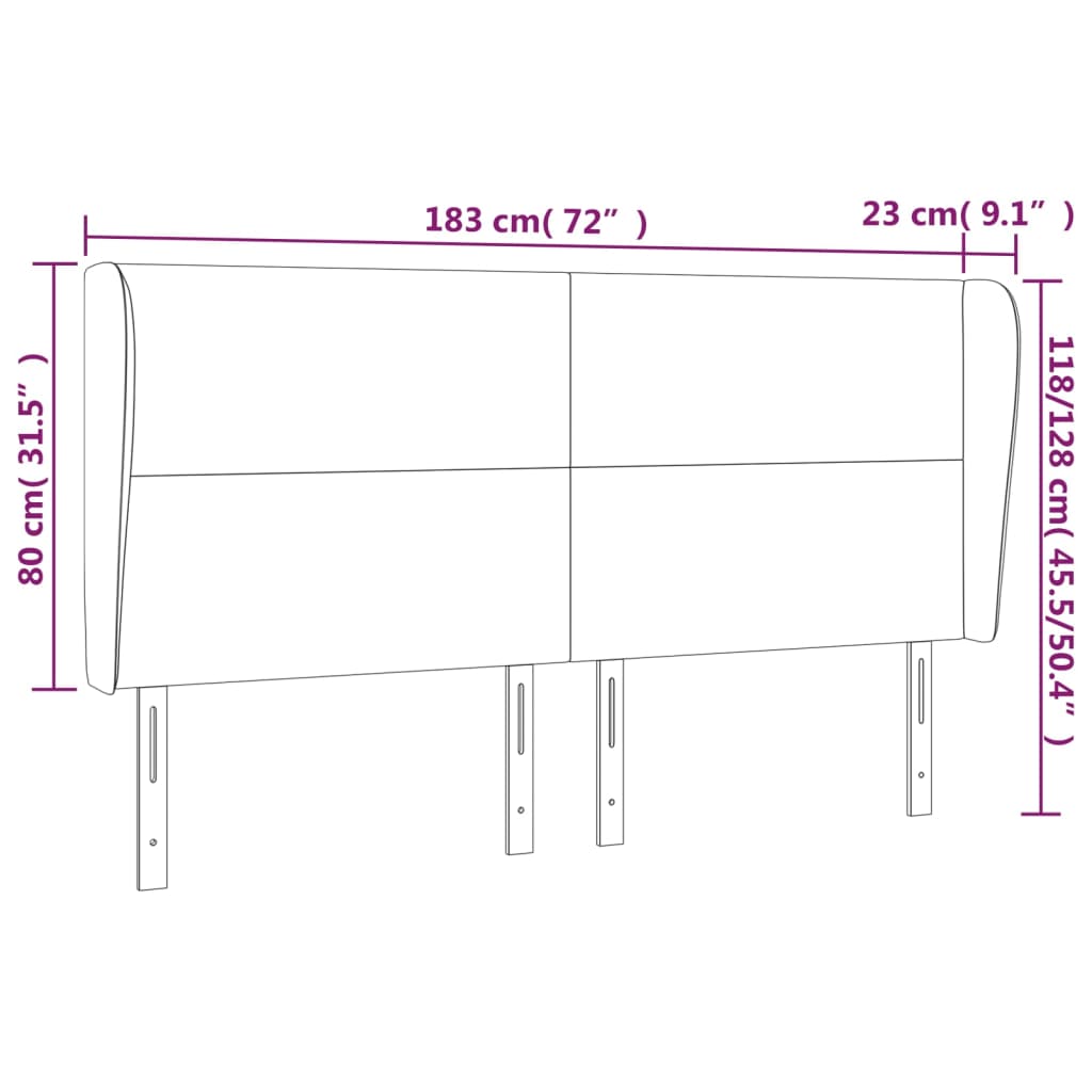 Kopfteil mit Ohren Hellgrau 183x23x118/128 cm Stoff