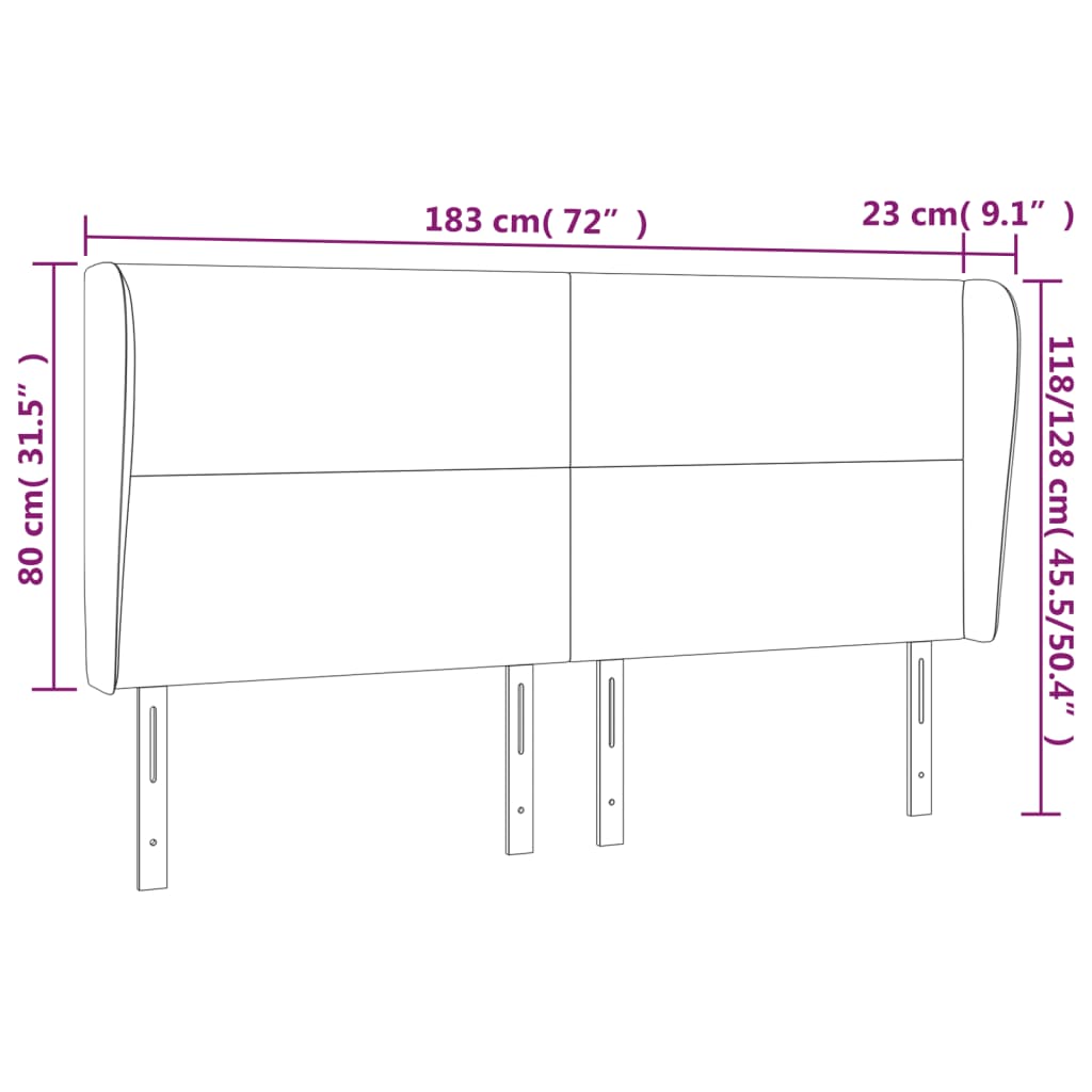 Kopfteil mit Ohren Schwarz 183x23x118/128 cm Stoff