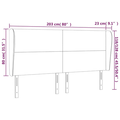 Kopfteil mit Ohren Hellgrau 203x23x118/128 cm Stoff