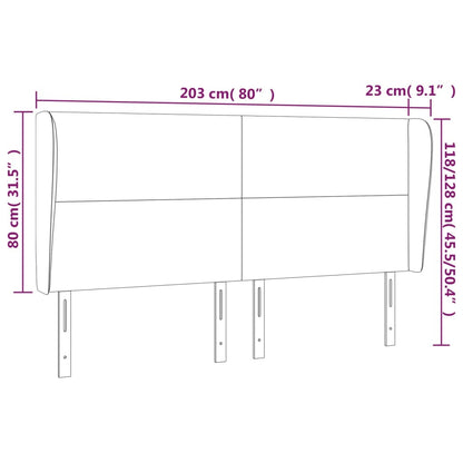 Kopfteil mit Ohren Dunkelgrau 203x23x118/128 cm Stoff