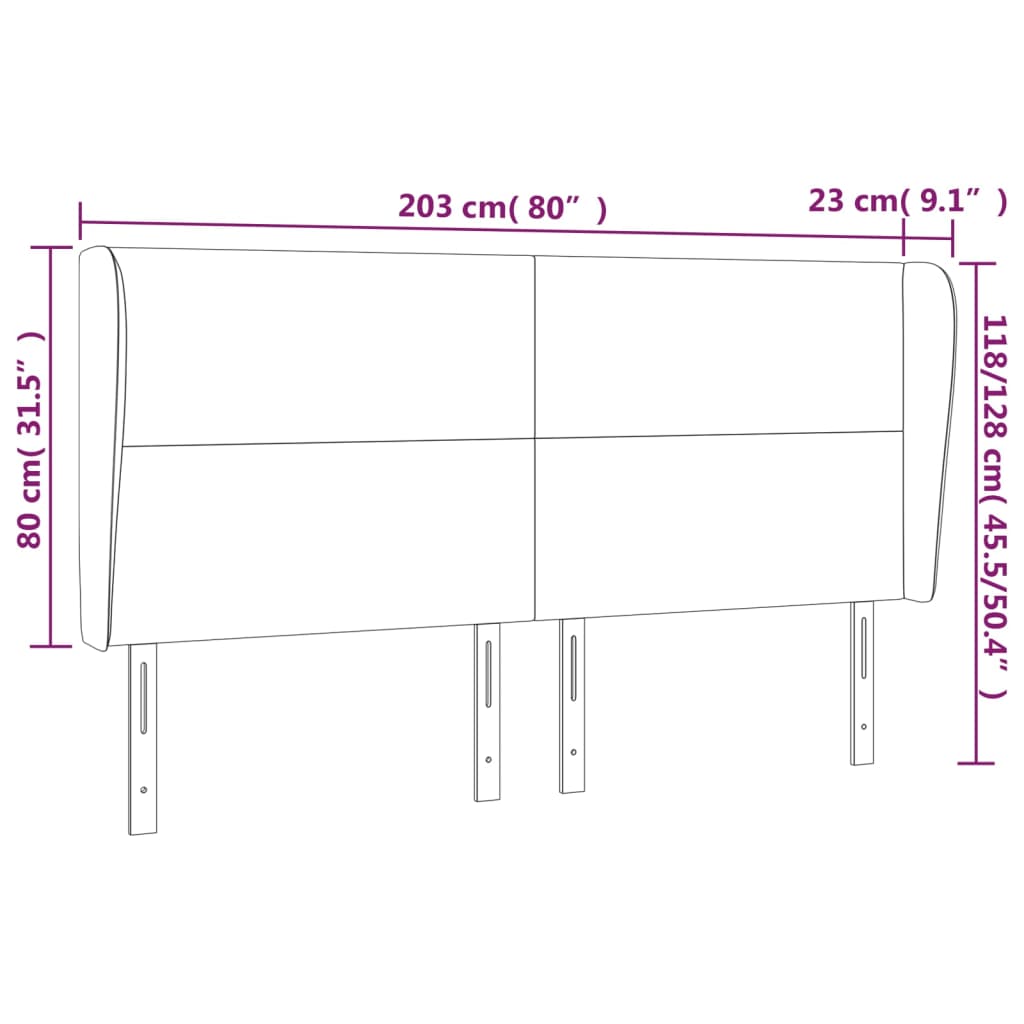 Kopfteil mit Ohren Dunkelbraun 203x23x118/128 cm Stoff