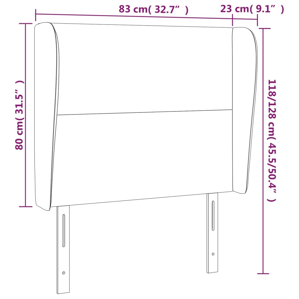 Kopfteil mit Ohren Schwarz 83x23x118/128 cm Samt