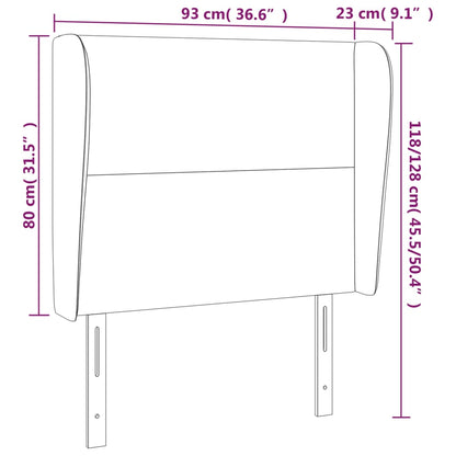 Kopfteil mit Ohren Schwarz 93x23x118/128 cm Samt