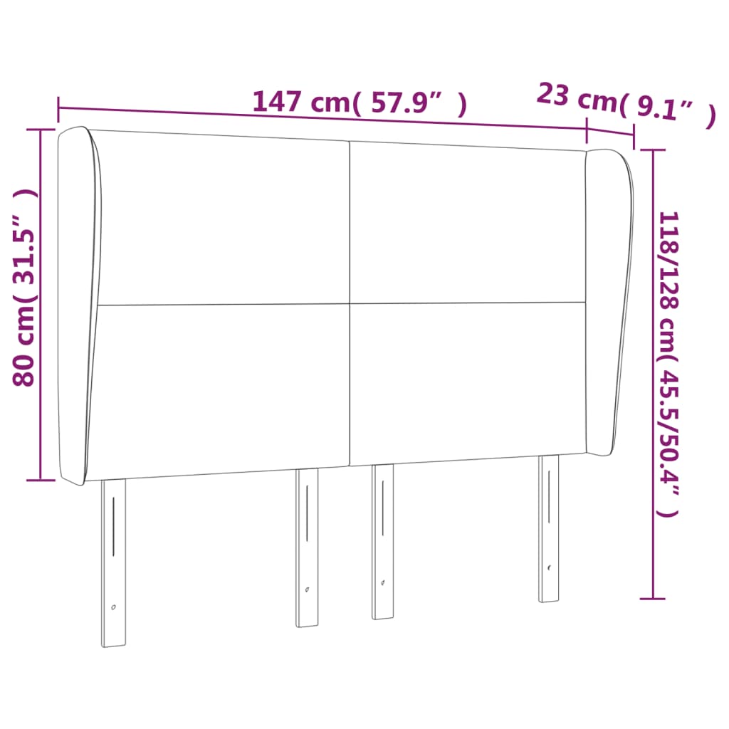 Kopfteil mit Ohren Dunkelblau 147x23x118/128 cm Samt