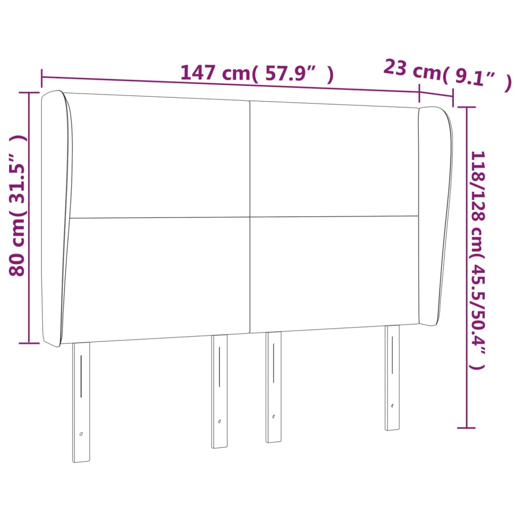 Kopfteil mit Ohren Rosa 147x23x118/128 cm Samt