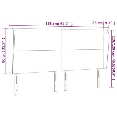 Kopfteil mit Ohren Dunkelgrau 163x23x118/128 cm Samt