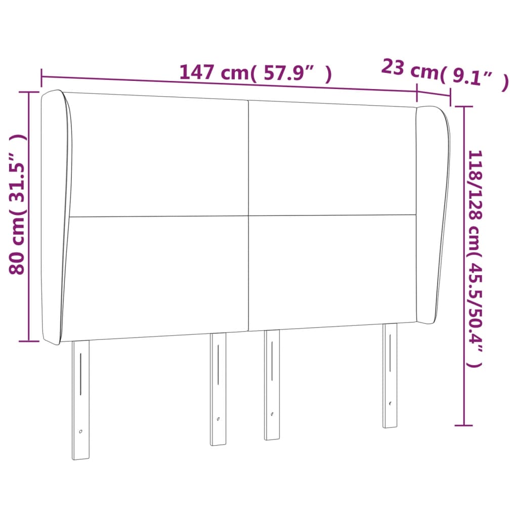 Kopfteil mit Ohren Schwarz 147x23x118/128 cm Kunstleder