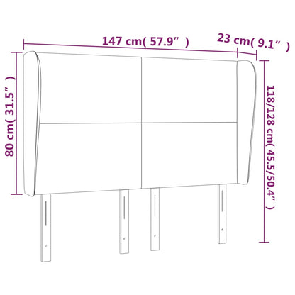 Kopfteil mit Ohren Grau 147x23x118/128 cm Kunstleder