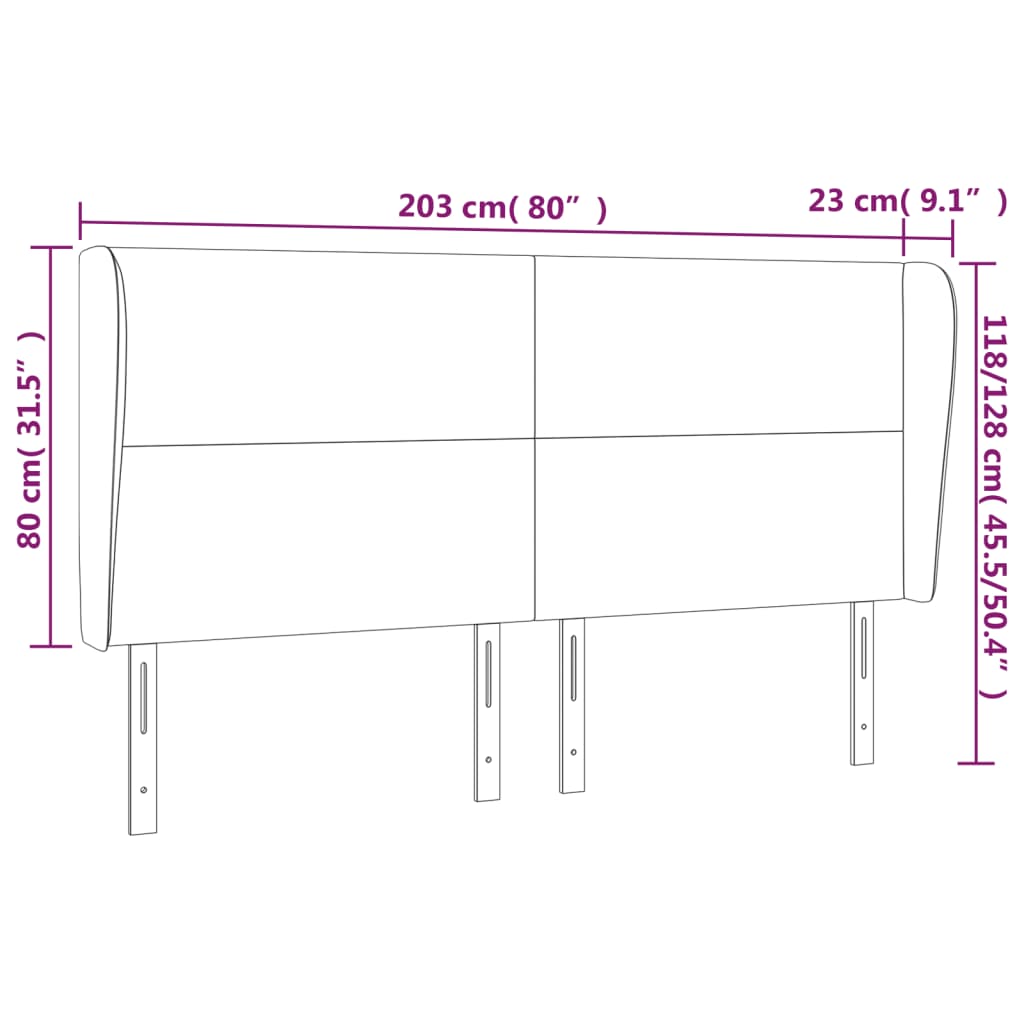 Kopfteil mit Ohren Grau 203x23x118/128 cm Kunstleder