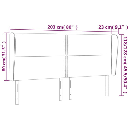 Kopfteil mit Ohren Dunkelbraun 203x23x118/128 cm Stoff