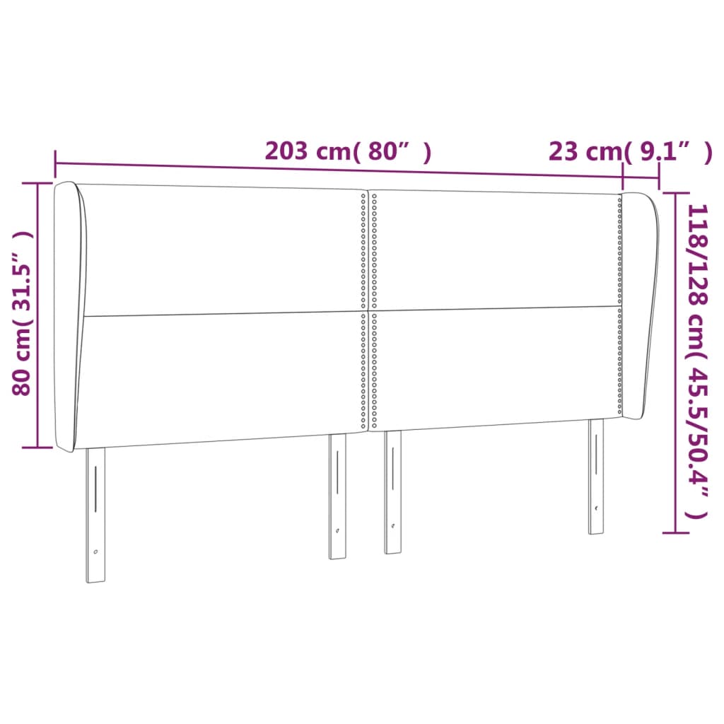 Kopfteil mit Ohren Creme 203x23x118/128 cm Stoff