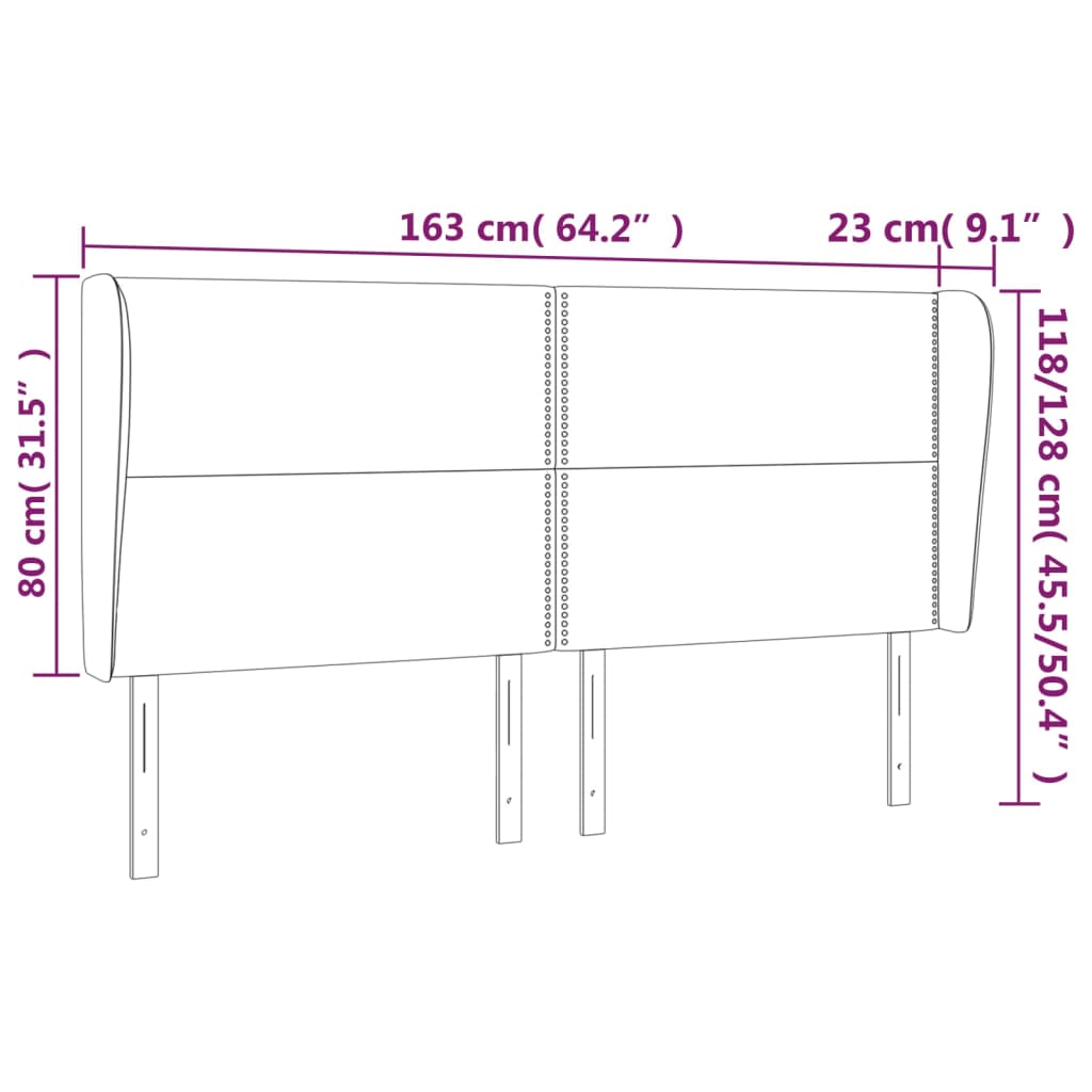 Kopfteil mit Ohren Dunkelblau 163x23x118/128 cm Samt