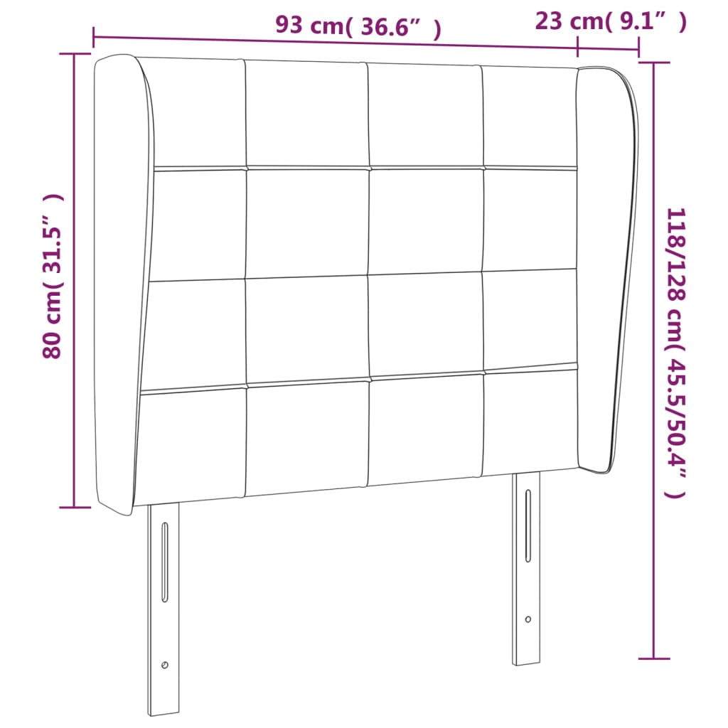 Kopfteil mit Ohren Hellgrau 93x23x118/128 cm Stoff