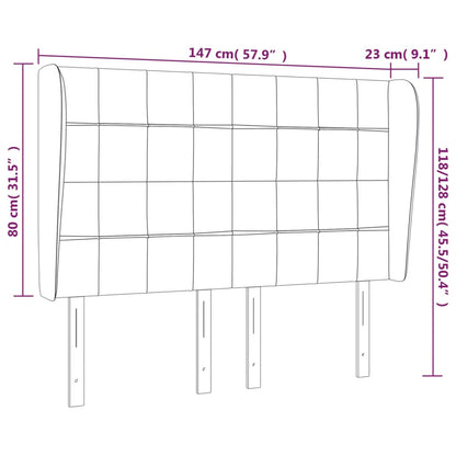 Kopfteil mit Ohren Hellgrau 147x23x118/128 cm Stoff