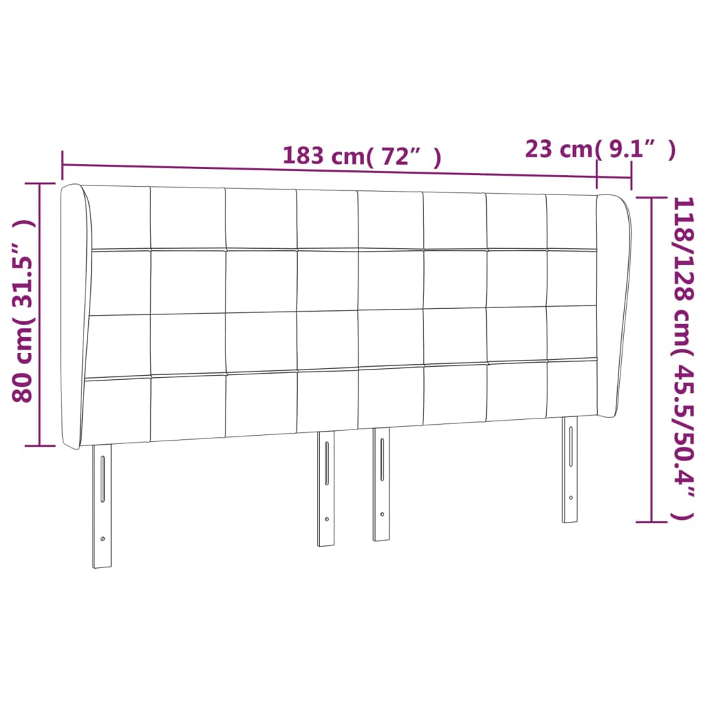 Kopfteil mit Ohren Hellgrau 183x23x118/128 cm Stoff