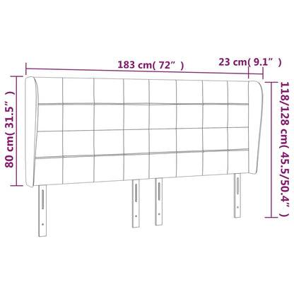 Kopfteil mit Ohren Hellgrau 183x23x118/128 cm Stoff