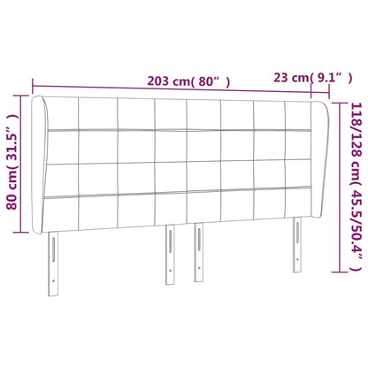 Kopfteil mit Ohren Hellgrau 203x23x118/128 cm Stoff