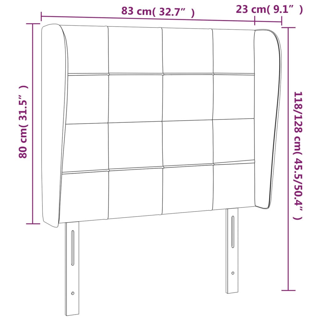 Kopfteil mit Ohren Schwarz 83x23x118/128 cm Samt