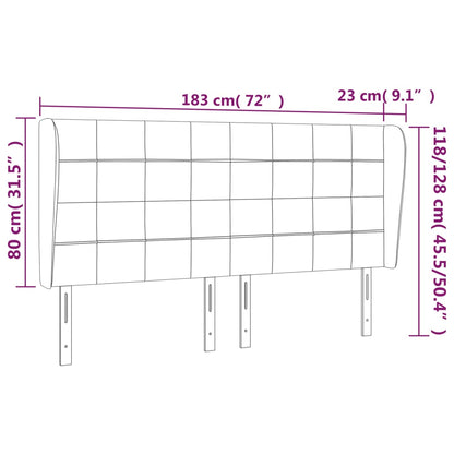 Kopfteil mit Ohren Hellgrau 183x23x118/128 cm Samt