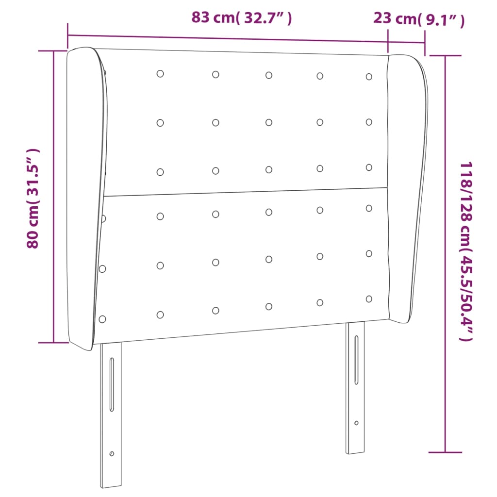 Kopfteil mit Ohren Schwarz 83x23x118/128 cm Kunstleder