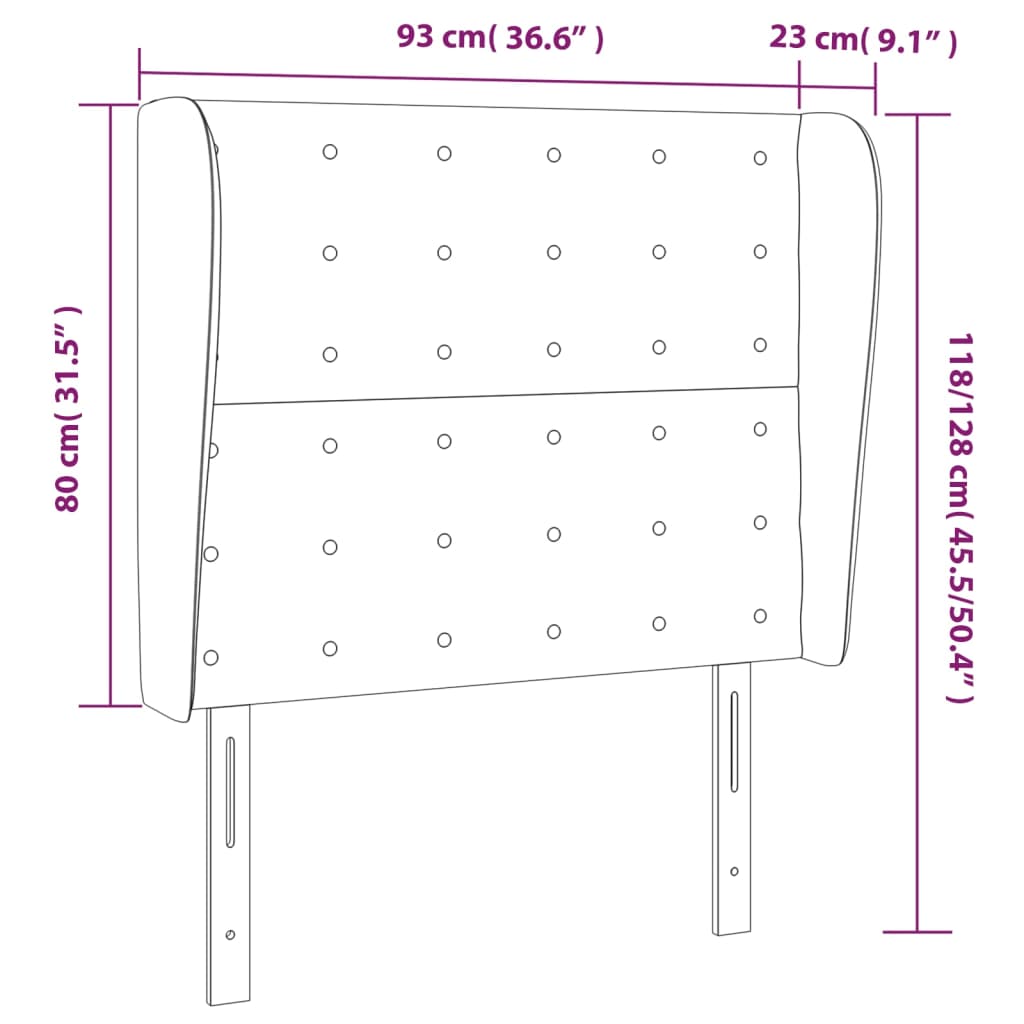 Kopfteil mit Ohren Schwarz 93x23x118/128 cm Kunstleder