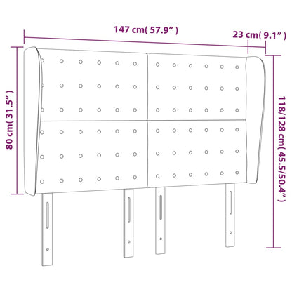 Kopfteil mit Ohren Grau 147x23x118/128 cm Kunstleder