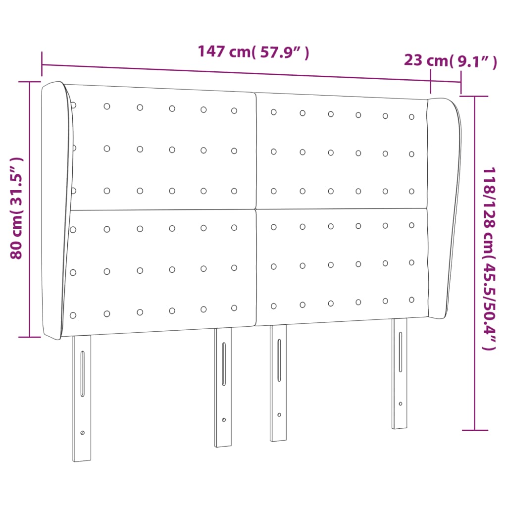 Kopfteil mit Ohren Cappuccino-Braun 147x23x118/128cm Kunstleder