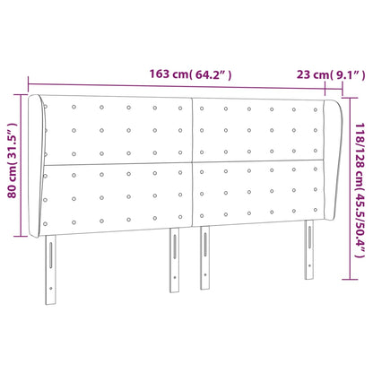 Kopfteil mit Ohren Grau 163x23x118/128 cm Kunstleder