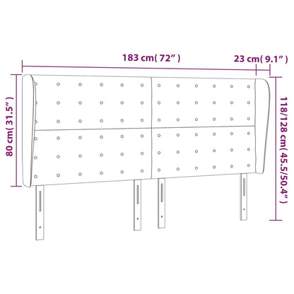 Kopfteil mit Ohren Grau 183x23x118/128 cm Kunstleder