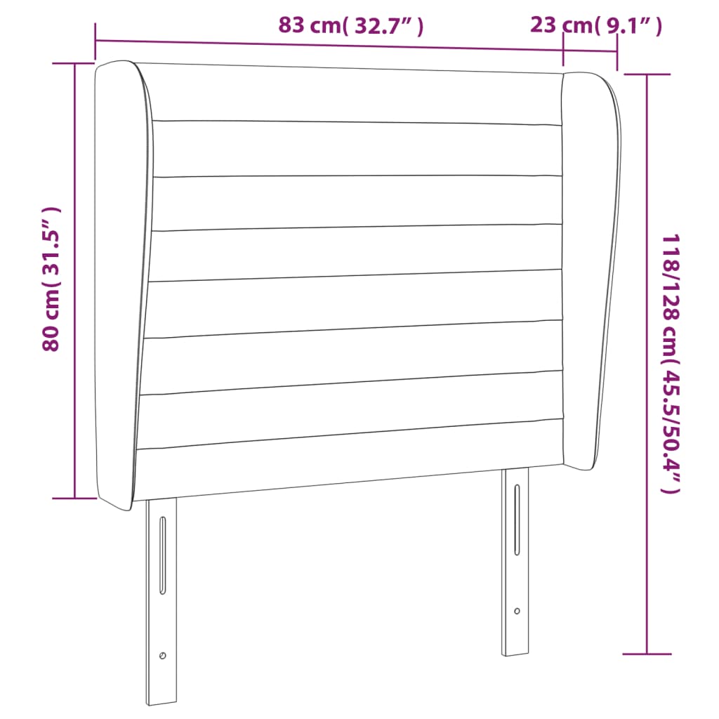 Kopfteil mit Ohren Dunkelgrau 83x23x118/128 cm Stoff