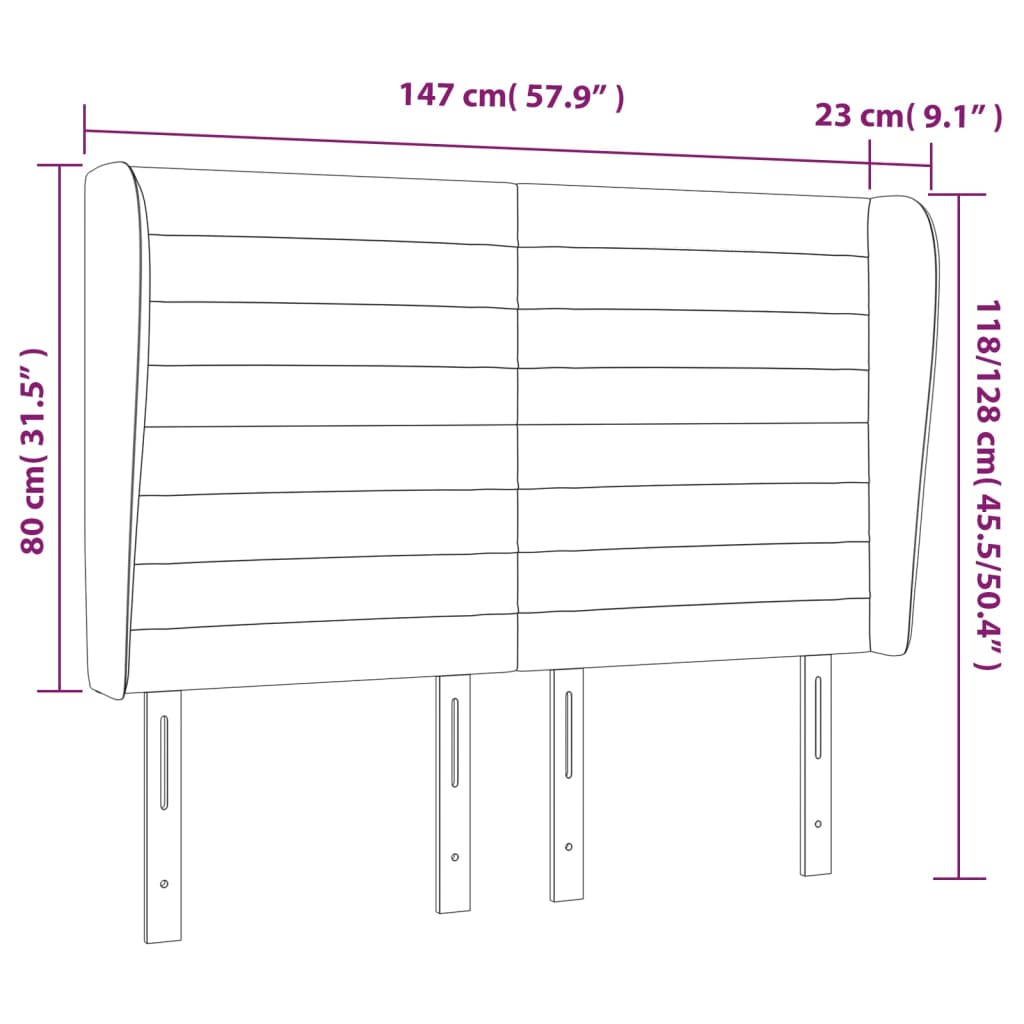 Kopfteil mit Ohren Creme 147x23x118/128 cm Stoff