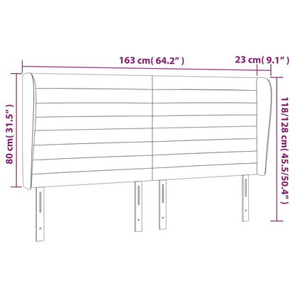 Kopfteil mit Ohren Hellgrau 163x23x118/128 cm Stoff