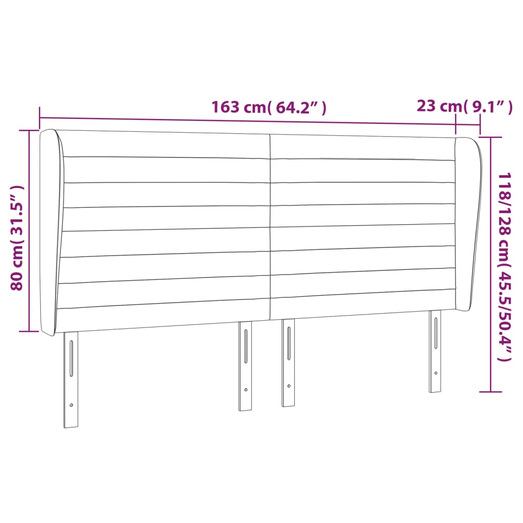 Kopfteil mit Ohren Creme 163x23x118/128 cm Stoff