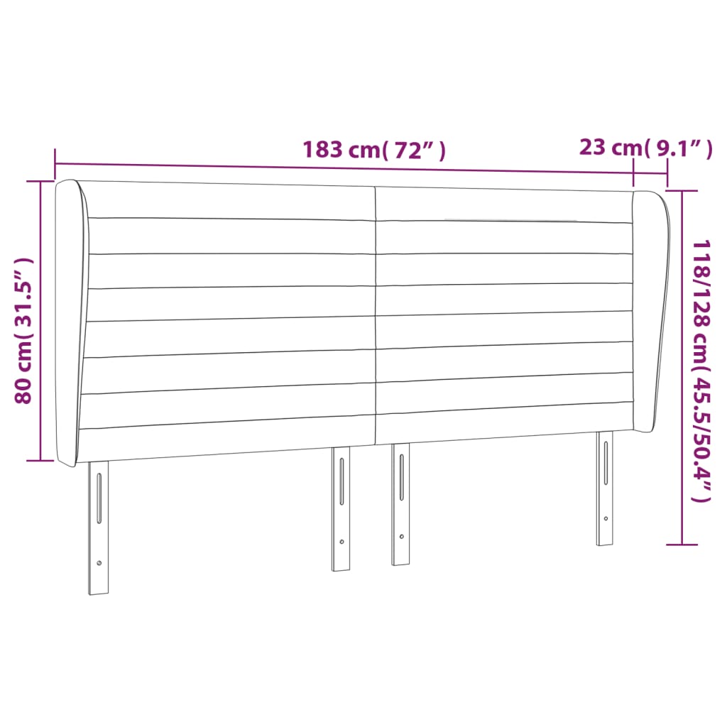 Kopfteil mit Ohren Creme 183x23x118/128 cm Stoff