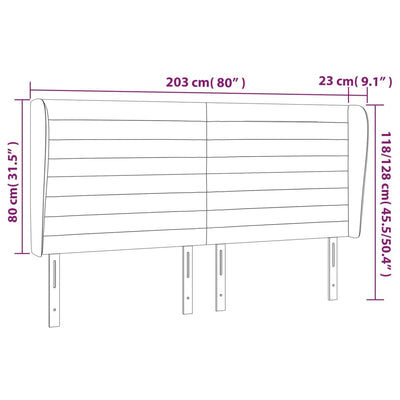 Kopfteil mit Ohren Dunkelbraun 203x23x118/128 cm Stoff