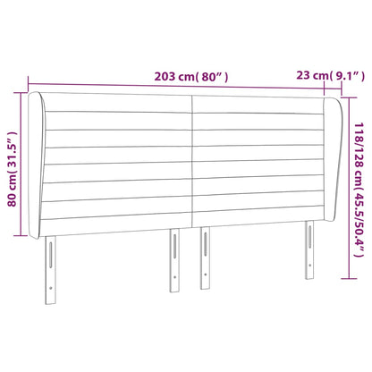 Kopfteil mit Ohren Creme 203x23x118/128 cm Stoff